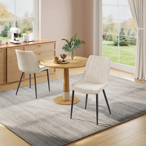Conjunto 2 cadeiras de sala de jantar ou cozinha, pernas de aço bege-preto