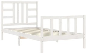 Cama sem colchão 100x200 cm madeira de pinho maciça branco