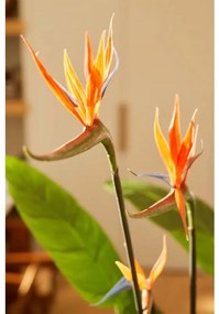 Planta estrelícia artificial em vaso com flores 120 cm