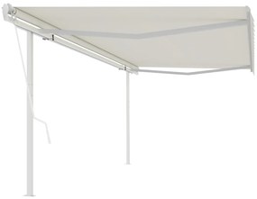 Toldo retrátil automático com postes 5x3,5 m cor creme
