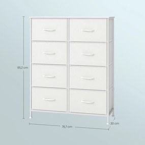 Cómoda com 8 gavetas forradas a tecido 30 x 76,7 x 95,2 cm Branco