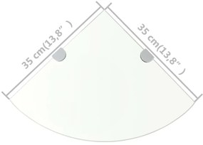 Prateleiras canto 2pcs suportes cromados 35x35cm vidro transp.