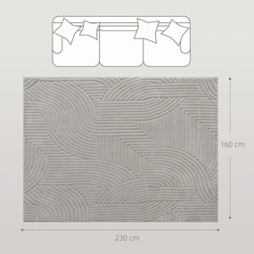 Tapete Sala de Estar 160x230 cm Tapete Pelo Curto Estilo Moderno Base Antiderrapante Tecida à Máquina Cinzento