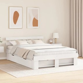 Estrutura da Cama Branco 140 x 200 cm Madeira de Pinheiro