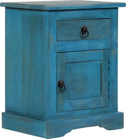 vidaXL Mesa de cabeceira madeira de mangueira maciça 40x30x50 cm azul