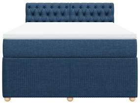 Cama com molas/colchão 140x200 cm tecido azul