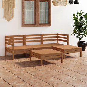 vidaXL 5 pcs conjunto lounge de jardim pinho maciço castanho mel