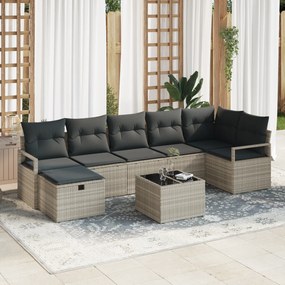 Conjunto de Sofás de Jardim vidaXL de 8 Peças com Almofadas Cinzento C