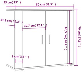 Aparador 80x33x70 cm derivados de madeira cinzento sonoma