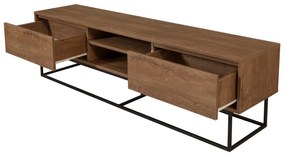 Conjunto de Mobiliário de Sala de Estar Laxus – Nogueira/Preto – TV: 1