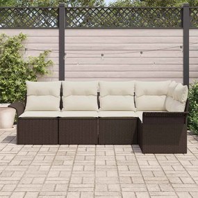Conjunto de Sofá de Jardim de 5 Peças com Almofadas em Rattan Poliéste