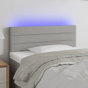 3121726 vidaXL Cabeceira de cama c/ luzes LED tecido 80x5x78/88 cm cinza-claro