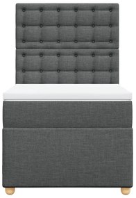 Cama com molas/colchão 90x190 cm tecido cinza-escuro