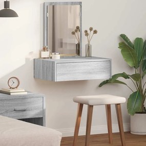 vidaXL Mesa de Maquiagem Suspensa em Cinza Sonoma, 60x40x70 cm