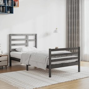 vidaXL Estrutura de cama 100x200 cm madeira maciça cinzento
