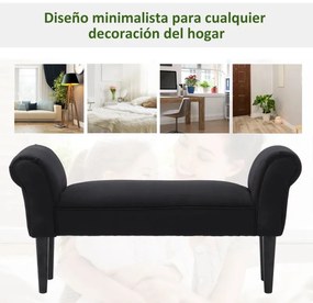 Banco Moderno de Linho – Wissy – 102x31x51 cm – Preto – Design Contemp