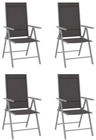 Cadeiras de jardim dobráveis 4 pcs textilene preto