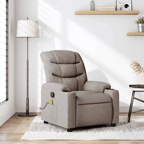 vidaXL Poltrona de massagens reclinável tecido cinzento-acastanhado
