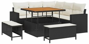 Conjunto de Sofás de Jardim vidaXL de 8 Peças com Almofadas em Rattan