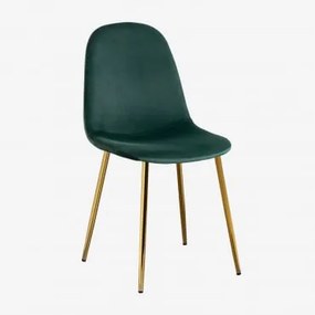Pack 2 cadeiras de jantar em veludo Glamm Verde Selva & Dourado - Sklum