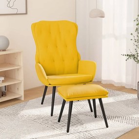 vidaXL Cadeira de descanso com banco p/ pés veludo amarelo mostarda