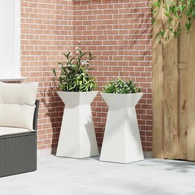Plantadores de Pilar para Jardim - 2 pcs com Tigela Branca, Medidas de