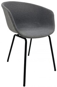 Conjunto 2 Cadeiras de Cozinha e Sala de Jantar  KIEL, metal, estofado tecido cinza light