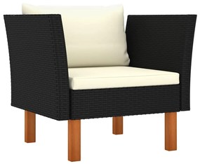 vidaXL Sofá de jardim vime PE e madeira de eucalipto maciça