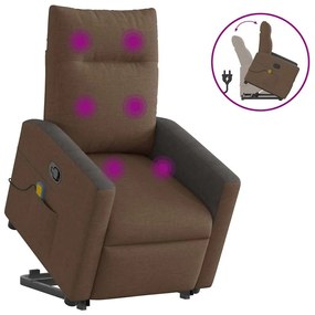 vidaXL Poltrona reclinável massagens tecido castanho