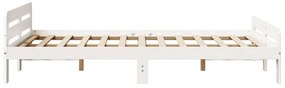Cama sem colchão 135x190 cm madeira de pinho maciça branco