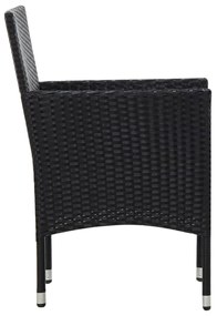 4 pcs conjunto lounge de jardim c/ almofadões vime PE preto