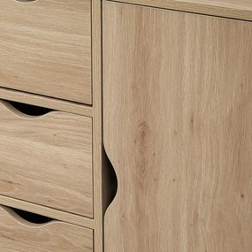 Aparador Ally - Cor Castanho - Com 4 Gavetas e 1 Porta - 54x29x83cm -