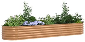 Cama de Jardim Elevada Castanha com Look de Madeira 320x80x44 cm Aço