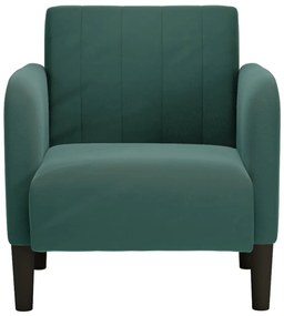 Poltrona com apoio de braços 54 cm veludo verde-escuro