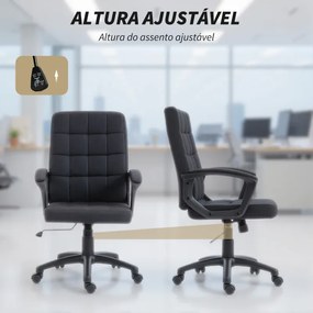 Cadeira de Escritório Giratória com Altura Ajustável e Apoio para os Braços Estilo Moderno 59x63x96-105,5 cm Preto