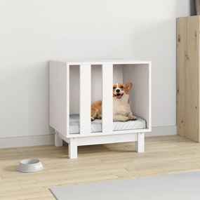 vidaXL Casota para cães 50x40x52 cm madeira de pinho maciça branco