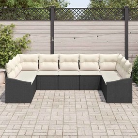Conjunto de Jantar de Jardim com 9 Peças e Almofadas de Rattan Poli Pr