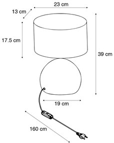 Candeeiro de mesa rústico preto com bege - Dua Moderno