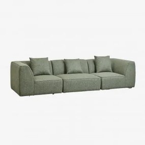 Sofá Modular De 3 Peças Estofado Cardea Bouclé Verde Sálvia - Sklum