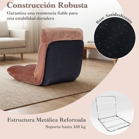 Cadeira de Chão Dobrável, 104 x 53 x 15 cm, Encosto Ajustável em 14 Posições, Castanho