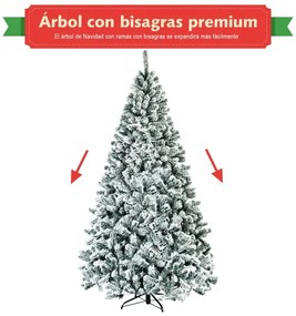 Árvore de Natal efeito neve não iluminada de 2,25 m com dobradiças e decoração de base de metal para escritório Casa Verve