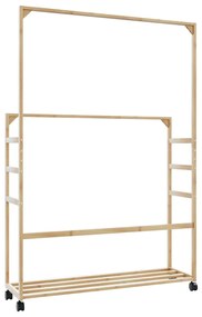 Cabide com prateleiras e rodas 90x35x155 cm bambu