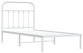 Estrutura de cama com cabeceira 90x200 cm metal branco