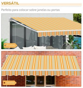 Outsunny Toldo Retrátil com Manivela Toldo de 300x200cm com Braço Arti