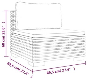 4 pcs conjunto lounge jardim c/ almofadões madeira teca maciça