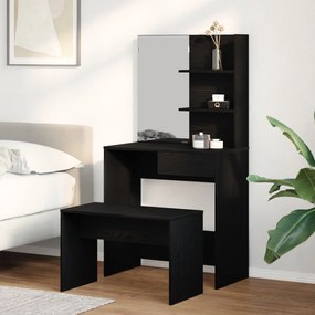 Conjunto de Tocador vidaXL Carvalho Preto Madeira de Engenharia, Tocad