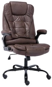 Cadeira de escritório couro genuíno castanho-escuro
