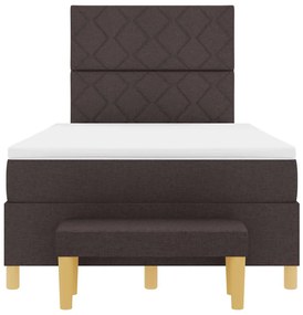 Cama Box Spring com Colchão e Banco Marrom Escuro 120x200 cm Tecido