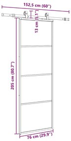 Porta deslizante c/ conj. ferragens 76x205cm vidro ESG preto