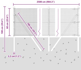 Cerca de Fio Soldado com 13 Postes Verde 0.6x25 m Aço